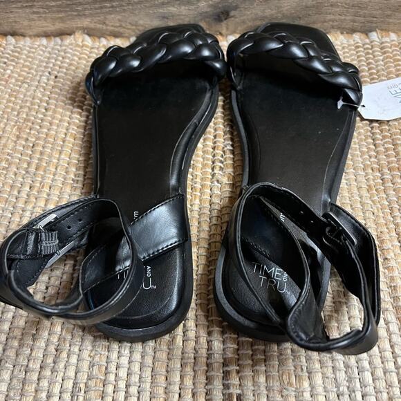 Time And Tru Black Braided Ankle Strap Sandals Size 10 - Picture 9 of 11